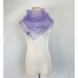 Vintage 1950s Sheer Purple Nylon Scarf 50s Square Chiffon Ascot Made in Japan